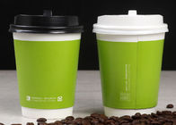 Tasses de café jetables enduites de papier peint de PE doubles pour la boisson avec des couvercles