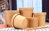 Takeaway Kraft Paper Soup Containers For Snack Bar Environmental Friendly Printing