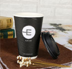 Black Disposable Paper Drinking Cup For Cafe Shop / Office , Logo Custom