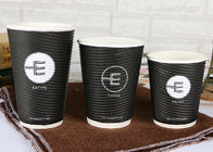 Black Disposable Paper Drinking Cup For Cafe Shop / Office , Logo Custom