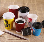Two Wall Paper Drinking Cup For Cafe Shop , Takeaway Coffee Cups With Lids