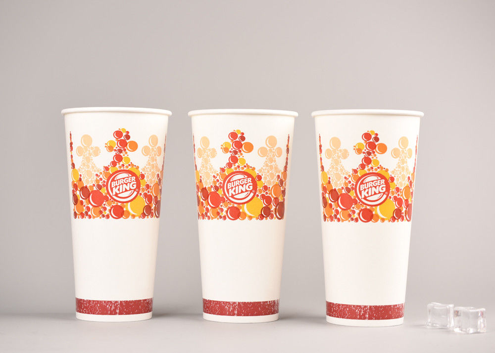 26oz 800ml Biodegradable Cold Paper Cups With Plastic Lids Various Size