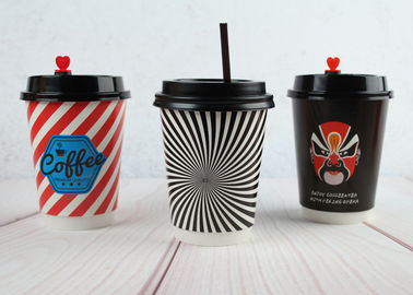 Tasses imprimées double par mur isolées jetables de tasses de café avec des couvercles