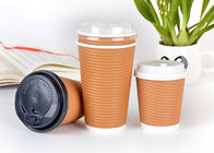 300ml 400ml 500ml Triple Wall Cups , Biodegradable Ripple Paper Coffee Cups