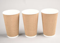 16oz 400ml Ripple Wall Paper Cups , Branding Kraft Ripple Coffee Cups