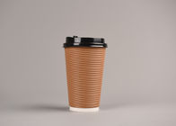 Food Grade Insulated Triple Wall Cups With Lids , FDA Approved Paper